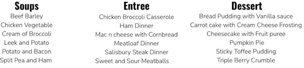 Frozen meals available through Hope Community Services 'Meals To You' program