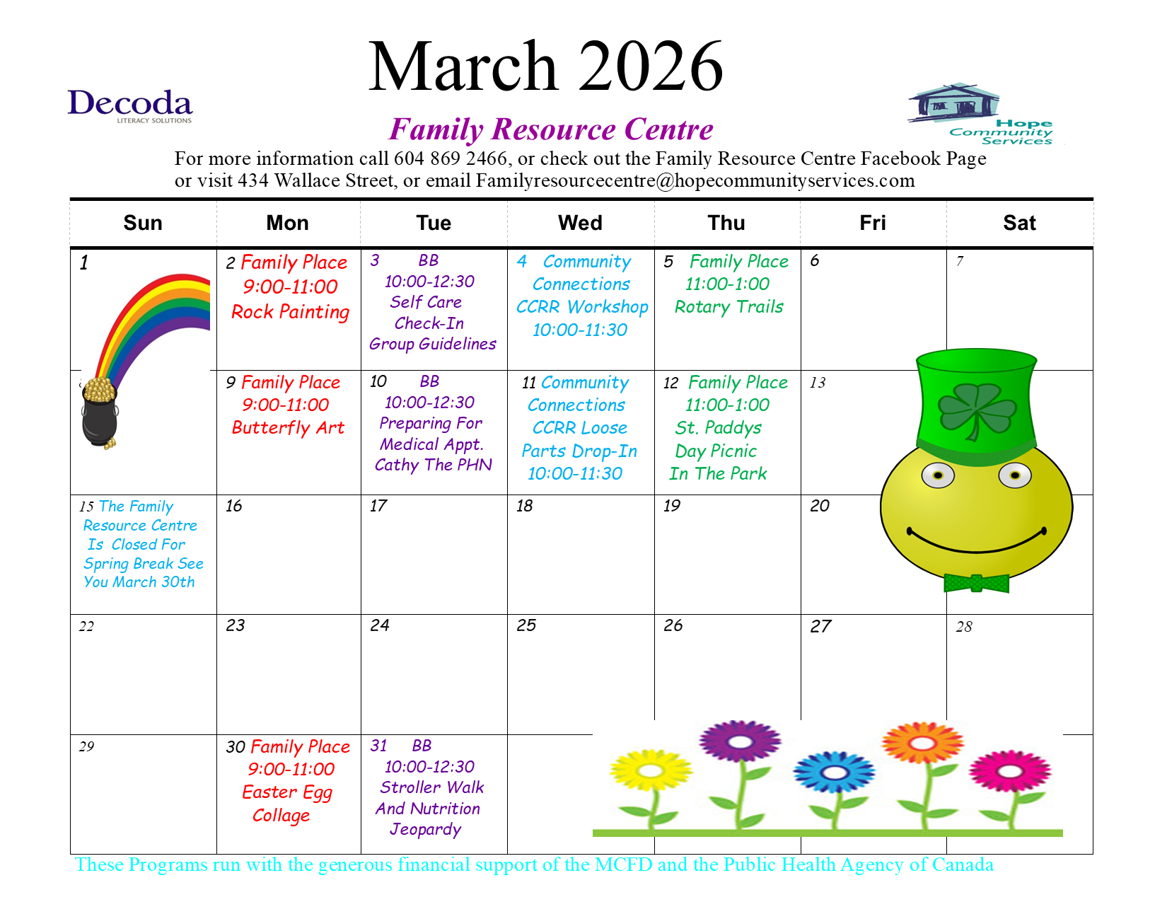 Hope Community Services Family Resource Centre Colour Calendar November 2025