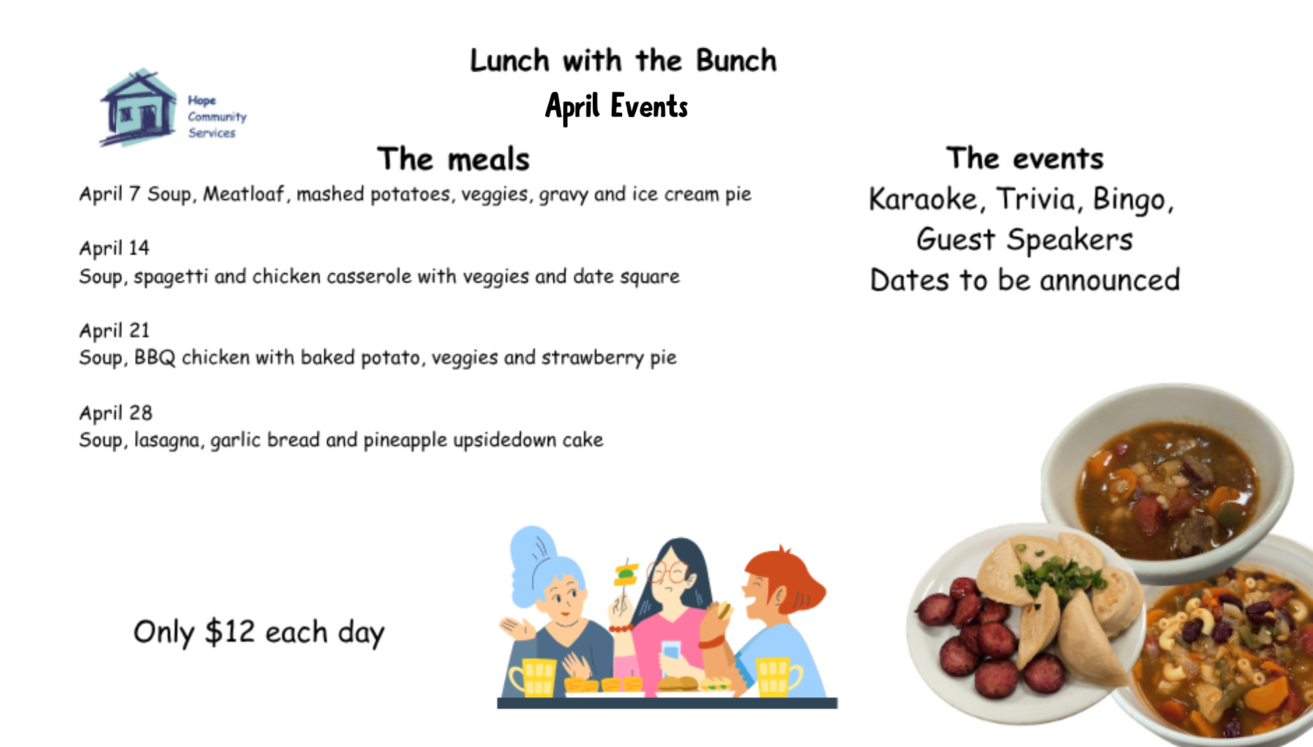 Lunch with the Bunch, April Events