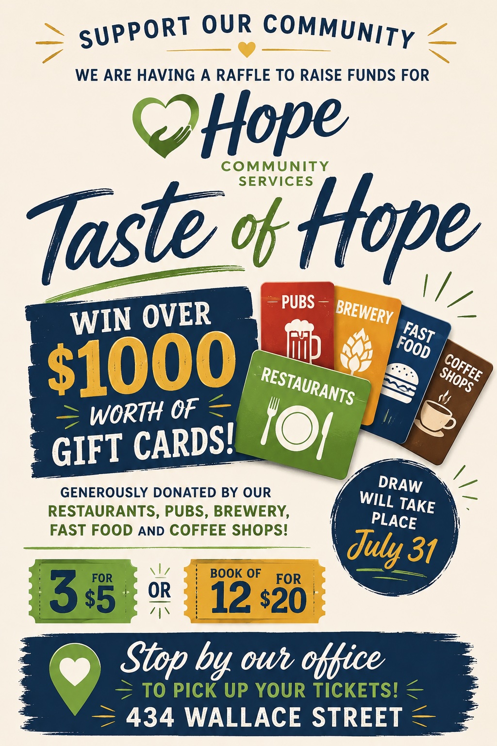 Taste of hope raffle poster
